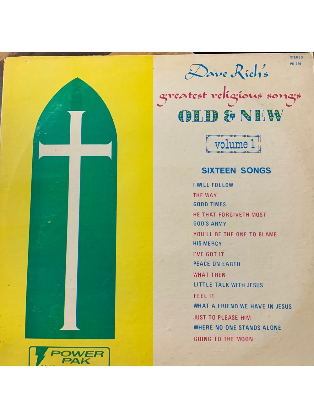 Dave Rich's Greatest Religious Songs Old and New Volume 1 Vinyl LP